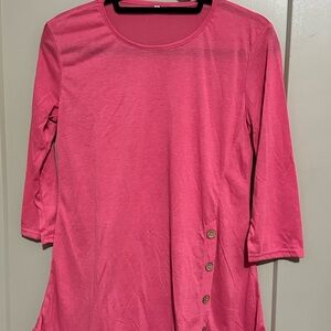 Women's Pink Button-Detail Top